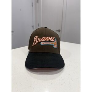 New Era Atlanta Braves Black Visor Peach‎ Bottom 40th Anniversary Fitted Size 7